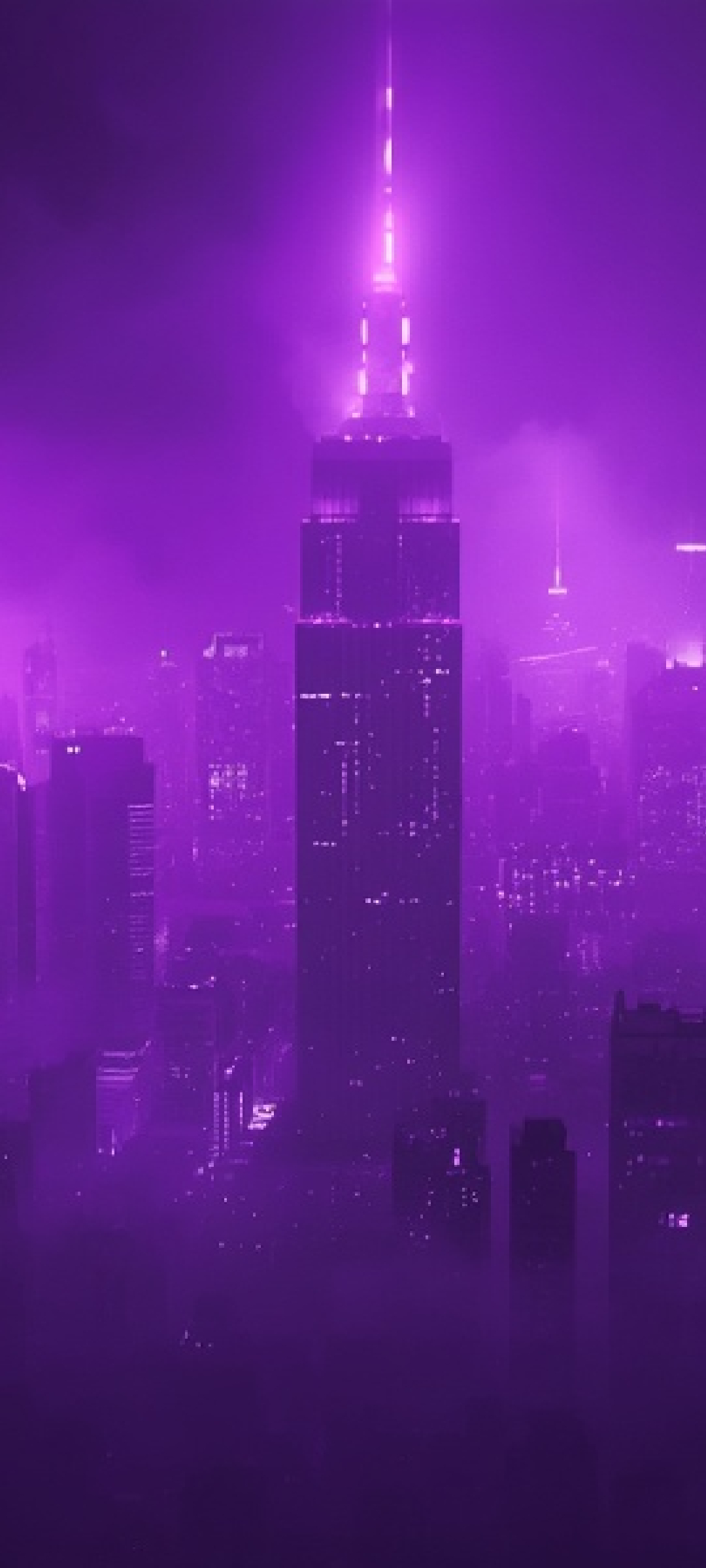 Dense futuristic cityspace purple neon  mobile